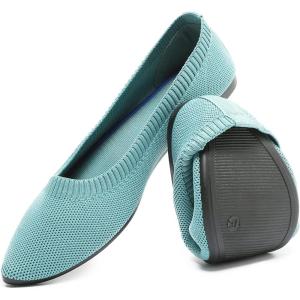 imageHEAWISH Womens Ballet Flat Flats Shoes Comfortable Mesh Pointed Toe Slip On Dress ShoesGreen