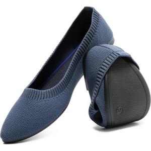 imageHEAWISH Womens Ballet Flat Flats Shoes Comfortable Mesh Pointed Toe Slip On Dress ShoesNavy