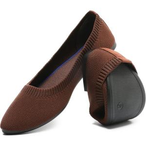 imageHEAWISH Womens Ballet Flat Flats Shoes Comfortable Mesh Pointed Toe Slip On Dress ShoesTan