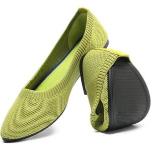 imageHEAWISH Womens Ballet Flat Flats Shoes Comfortable Mesh Pointed Toe Slip On Dress ShoesViridis