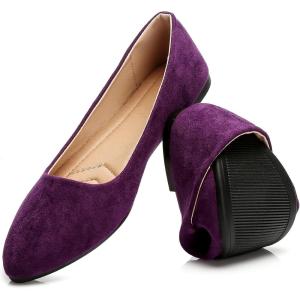 imageHEAWISH Womens Black Flats Shoes Comfortable Suede Pointed Toe Slip On Casual Ballet Flats Dress Shoes Nude FlatsPurple