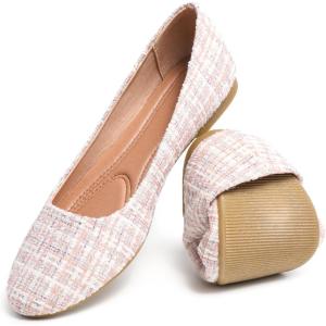 imageHEAWISH Womens Round Toe Flats Shoes Ballet Flats Dressy Comfortable White Green Flats for WomenPink