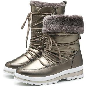 imageHEAWISH Womens Winter Snow Boot Fur Lined Mid Calf Warm BootsRose Gold