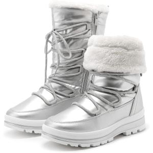 imageHEAWISH Womens Winter Snow Boot Fur Lined Mid Calf Warm BootsSilver