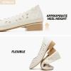 imageHEAWISH Womens Black Loafers Floral Ballet Flats ShoesPu Leather Dress Shoes with Heel Comfortable Slip on LoaferBeige Heel