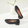 imageHEAWISH Womens Black Loafers Floral Ballet Flats ShoesPu Leather Dress Shoes with Heel Comfortable Slip on LoaferBlack Heel