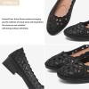 imageHEAWISH Womens Black Loafers Floral Ballet Flats ShoesPu Leather Dress Shoes with Heel Comfortable Slip on LoaferBlack Heel