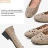 imageHEAWISH Womens Black Loafers Floral Ballet Flats ShoesPu Leather Dress Shoes with Heel Comfortable Slip on LoaferChocolate Heel