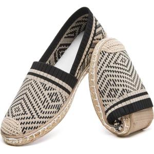 imageHEAWISH Ballet Flats for Women Loafer Slip on ShoesBreathable Womens Shoes Dressy Casual Espadrilles for Women Rope Loafer FlatsBlack
