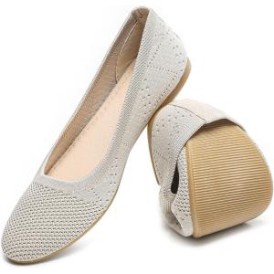 imageHEAWISH Comfortable Round Toe Flats Shoes Women Slip On Ballet Flats for Women Casual Womens Flats for WalkingBeige Grey