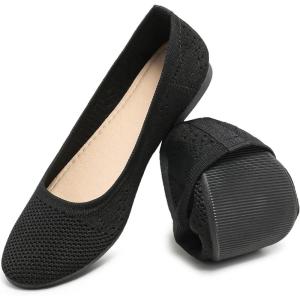 imageHEAWISH Comfortable Round Toe Flats Shoes Women Slip On Ballet Flats for Women Casual Womens Flats for WalkingBlack