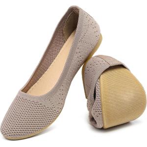 imageHEAWISH Comfortable Round Toe Flats Shoes Women Slip On Ballet Flats for Women Casual Womens Flats for WalkingTan