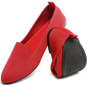 imageHEAWISH Womens Flats Shoes Pointed Toe Ballet Flats Dressy ComfortableChili Red