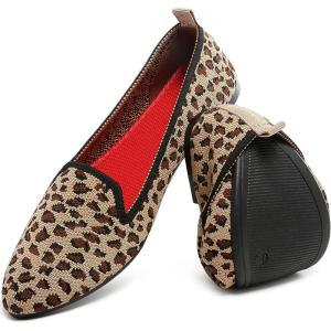 imageHEAWISH Womens Flats Shoes Pointed Toe Ballet Flats Dressy ComfortableLeopard