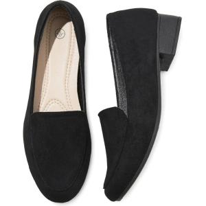 imageHEAWISH Womens Loafers Slip on Low Heel ShoesClosed Toe Pumps Dress ShoesCasual Loafer Work Flats Wedding ShoeBlack