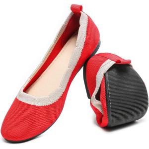 imageHEAWISH Womens Floral Collar FlatsRed