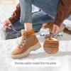 image:imageHEAWISH Womens Winter BootsBrown Non Slip Combat BootsWarm Fur Lined comfortable Snow Ankle Boot For WomenBrown