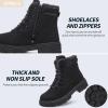 image:imageWomen Winter Snow Boots with Fur LinedBlack Low heels Combat Ankle BootsNon Slip Leather Ankle Boots for WomenBlack