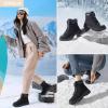 image:imageWomen Winter Snow Boots with Fur LinedBlack Low heels Combat Ankle BootsNon Slip Leather Ankle Boots for WomenBlack