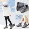 image:imageWomen Winter Snow Boots with Fur LinedBlack Low heels Combat Ankle BootsNon Slip Leather Ankle Boots for WomenGrey