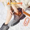 image:imageWomen Winter Snow Boots with Fur LinedBlack Low heels Combat Ankle BootsNon Slip Leather Ankle Boots for WomenGrey