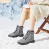 image:imageWomen Winter Snow Boots with Fur LinedBlack Low heels Combat Ankle BootsNon Slip Leather Ankle Boots for WomenGrey