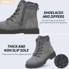 image:imageWomen Winter Snow Boots with Fur LinedBlack Low heels Combat Ankle BootsNon Slip Leather Ankle Boots for WomenGrey