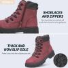 image:imageWomen Winter Snow Boots with Fur LinedBlack Low heels Combat Ankle BootsNon Slip Leather Ankle Boots for WomenRose Pink