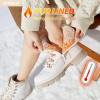 image:imageWomen Winter Snow Boots with Fur LinedBlack Low heels Combat Ankle BootsNon Slip Leather Ankle Boots for WomenWhite