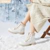 image:imageWomen Winter Snow Boots with Fur LinedBlack Low heels Combat Ankle BootsNon Slip Leather Ankle Boots for WomenWhite
