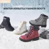 image:imageWomen Winter Snow Boots with Fur LinedBlack Low heels Combat Ankle BootsNon Slip Leather Ankle Boots for WomenWhite