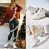 image:imageWomen Winter Snow Boots with Fur LinedBlack Low heels Combat Ankle BootsNon Slip Leather Ankle Boots for WomenWhite