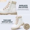 image:imageWomen Winter Snow Boots with Fur LinedBlack Low heels Combat Ankle BootsNon Slip Leather Ankle Boots for WomenWhite