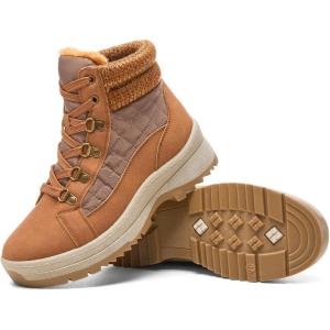image:imageHEAWISH Womens Winter BootsBrown Non Slip Combat BootsWarm Fur Lined comfortable Snow Ankle Boot For WomenBrown