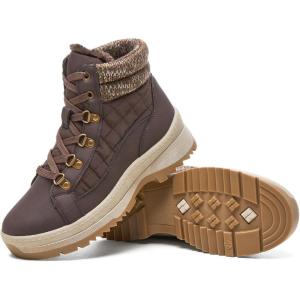 image:imageHEAWISH Womens Winter BootsBrown Non Slip Combat BootsWarm Fur Lined comfortable Snow Ankle Boot For WomenTan