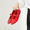 image:imageHEAWISH Womens Ballet Flat Shoes Mary Jane Pointed Toe Mesh FlatsComfortable Slip on Ladies Shoe with Adjustable StrapCasual Office Dress Flats for WorkRed