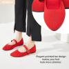 image:imageHEAWISH Womens Ballet Flat Shoes Mary Jane Pointed Toe Mesh FlatsComfortable Slip on Ladies Shoe with Adjustable StrapCasual Office Dress Flats for WorkRed