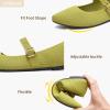 image:imageHEAWISH Womens Ballet Flat Shoes Mary Jane Pointed Toe Mesh FlatsComfortable Slip on Ladies Shoe with Adjustable StrapCasual Office Dress Flats for WorkViridis