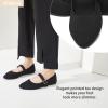 image:imageHEAWISH Womens Ballet Flat Shoes Mary Jane Pointed Toe Mesh FlatsComfortable Slip on Ladies Shoe with Adjustable StrapCasual Office Dress Flats for WorkBlack