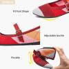 image:imageHEAWISH Womens Ballet Flat Shoes Mary Jane Pointed Toe Mesh FlatsComfortable Slip on Ladies Shoe with Adjustable StrapCasual Office Dress Flats for WorkRed Combo