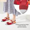 image:imageHEAWISH Womens Ballet Flat Shoes Mary Jane Pointed Toe Mesh FlatsComfortable Slip on Ladies Shoe with Adjustable StrapCasual Office Dress Flats for WorkRed Combo