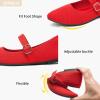 image:imageHEAWISH Womens Ballet Flat Shoes Mary Jane Pointed Toe Mesh FlatsComfortable Slip on Ladies Shoe with Adjustable StrapCasual Office Dress Flats for WorkRed