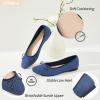 image:imageHEAWISH Womens Ballet Flats Shoes Black Poinet Toe Womens Flats Comfortable Suede Dressy Casual ShoesNavy