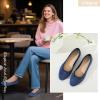 image:imageHEAWISH Womens Ballet Flats Shoes Black Poinet Toe Womens Flats Comfortable Suede Dressy Casual ShoesNavy