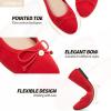 image:imageHEAWISH Womens Ballet Flats Shoes Black Poinet Toe Womens Flats Comfortable Suede Dressy Casual ShoesRed
