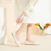 image:imageHEAWISH Womens Black Flats Flower Embroideried Lace Ballet Flats Pointed Toe Comfortable Dress Shoes for WomenBeige