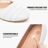 image:imageHEAWISH Womens Black Flats Shoes Round Toe Slip On Casual Ballet Flats PU Leather Dressy Work ShoesWhite