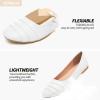 image:imageHEAWISH Womens Black Flats Shoes Round Toe Slip On Casual Ballet Flats PU Leather Dressy Work ShoesWhite