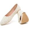 image:imageHEAWISH Womens Black Flats Flower Embroideried Lace Ballet Flats Pointed Toe Comfortable Dress Shoes for WomenBeige