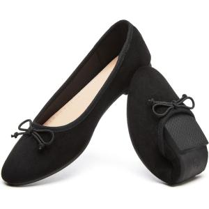 image:imageHEAWISH Womens Ballet Flats Shoes Black Poinet Toe Womens Flats Comfortable Suede Dressy Casual ShoesBlack